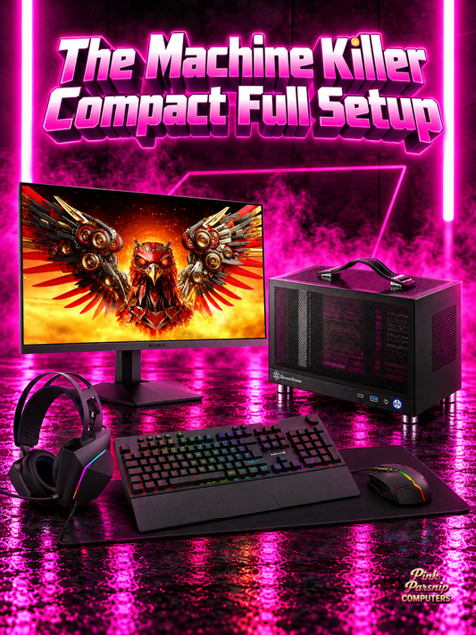 The Machine Killer, Portable Setup | Compact Gaming PC + 27" 200Hz Monitor + Keyboard, Mouse & Headset