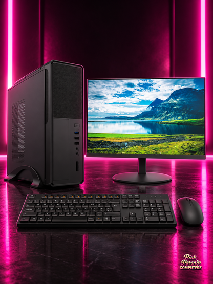 Parsnip Pencil Pusher, Office Setup | Compact Office PC + 23.8" Monitor + Wireless Keyboard & Mouse