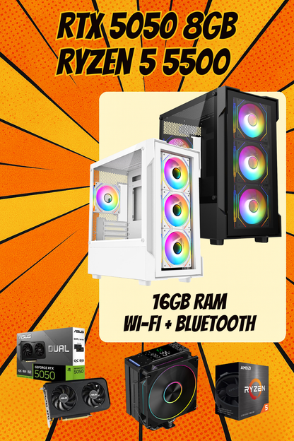 PHOENIX LITE – Ryzen 5 5500 • RTX 5050 8GB • 16GB RAM • Wi-Fi | DDR4