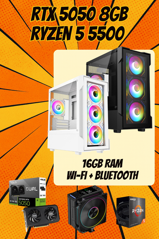 PHOENIX LITE – Ryzen 5 5500 • RTX 5050 8GB • 16GB RAM • Wi-Fi
