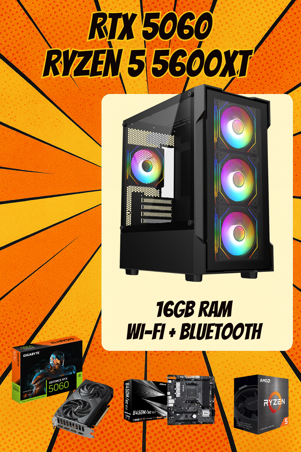 Phoenix CORE SPEC – Ryzen 5 5600X • RTX 5060 8GB • 16GB RAM • Wi-Fi