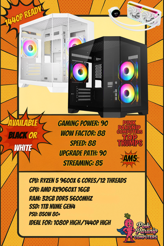 🌑 Eclipse Pro — Ryzen 5 9600X • RX 9060 XT 16GB • 32GB DDR5 • 1TB NVMe Gen4