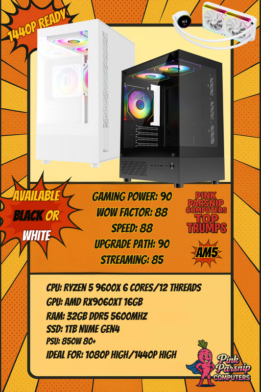 Aurora Pro — Ryzen 5 9600X • RX 9060 XT 16GB • 32GB DDR5 • 1TB NVMe Gen4