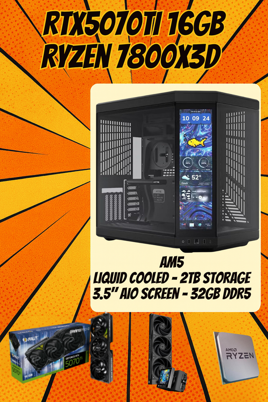 Racer Y70 X – RTX 5070 Ti | Ryzen 7 7800X3D | 32GB DDR5 | HYTE Y70 Touch