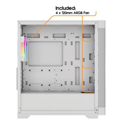 White 1440p Gaming PC & Pick Your GPU Ryzen 7 5700X (RTX 5060 / RX 9060 XT / Intel Arc B580)