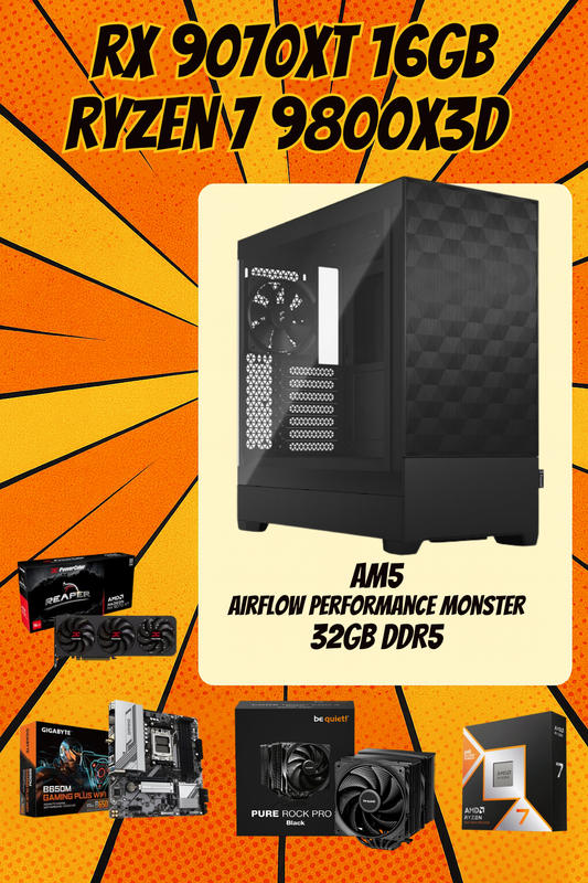 THE SHADOW X3D ⚡ Ryzen 7 9800X3D Gaming PC | RX 9070 XT 16GB | 32GB DDR5 | 1TB Gen4 NVMe | WiFi | Windows 11