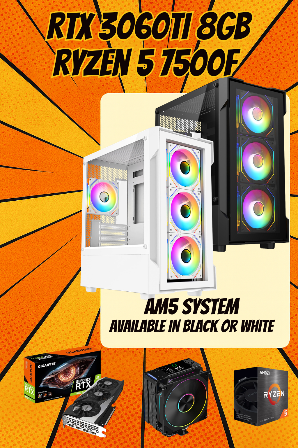 The Bolt AM5 - RTX 3060 Ti Gaming PC | WiFi | RGB | Next-Gen Platform | 1080p Gaming | Fortnite & GTA | DDR5