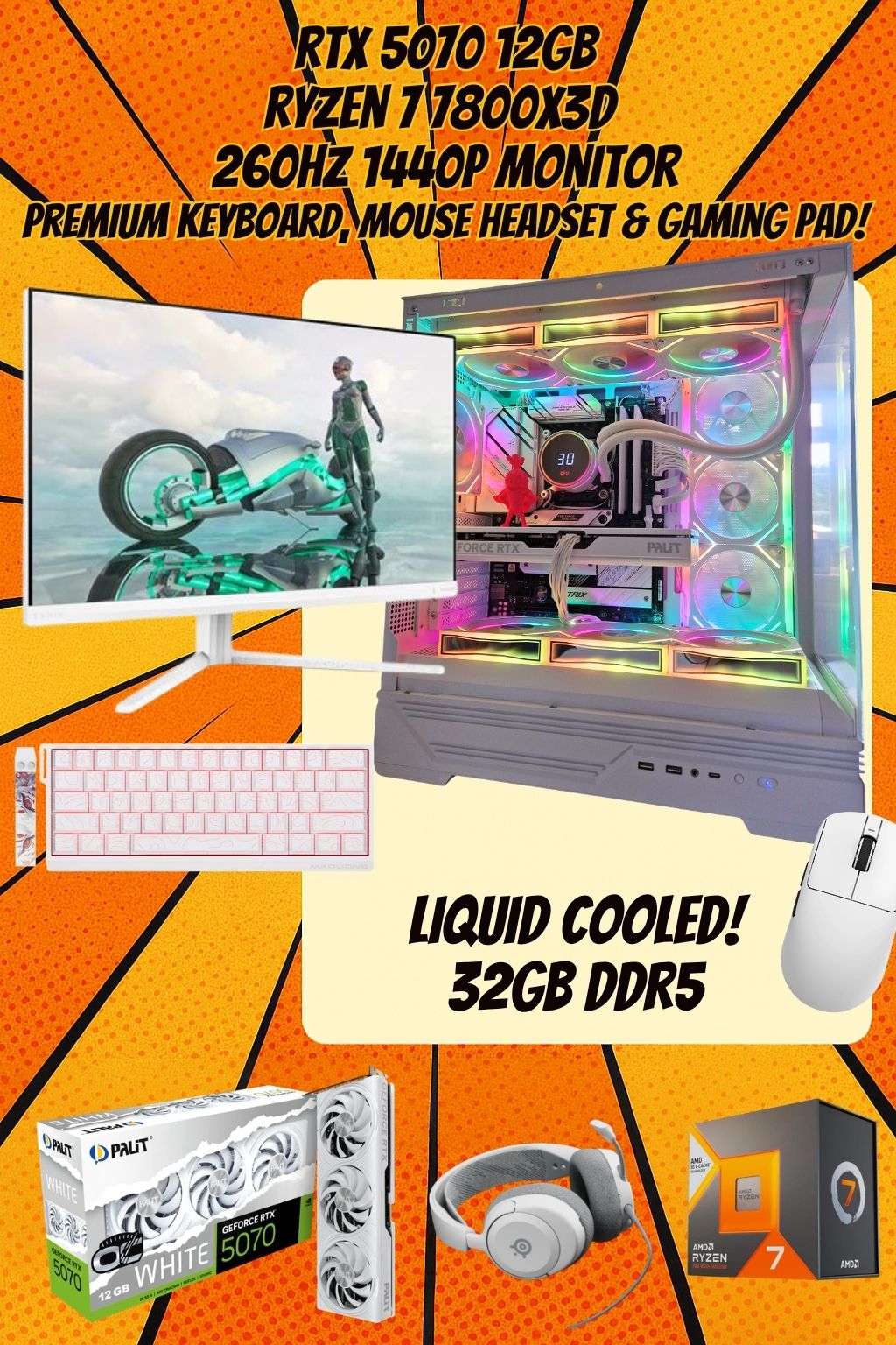The Destiny X3D Ultimate Gaming Setup | RTX 5070 | 7800X3D | 32GB DDR5 | 260Hz Monitor | 1440p Gaming | Fortnite & GTA | Streaming Ready