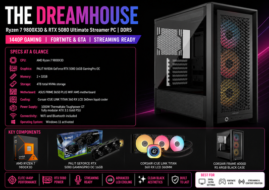 The Dreamhouse | Ryzen 7 9800X3D & RTX 5080 Ultimate Streamer PC | DDR5