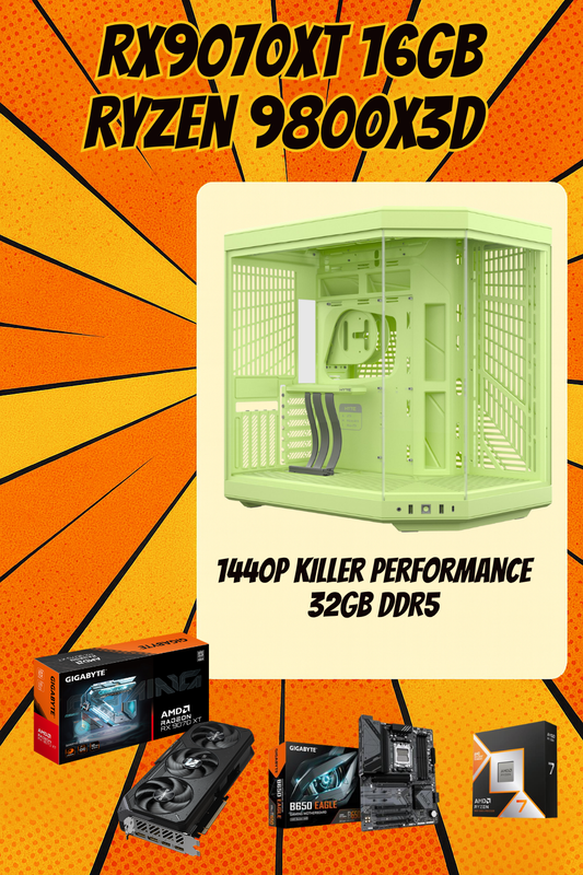 The Gamma – RX 9070 XT | Ryzen 7 9800X3D | 32GB DDR5 | 2TB Gen5 SSD | HYTE Y70 Matcha