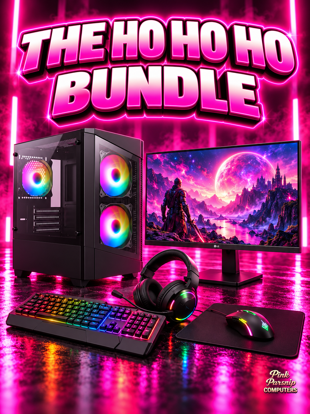 Ho Ho Ho Bundle: Kids Gaming PC with Monitor, Keyboard, Mouse and Headset