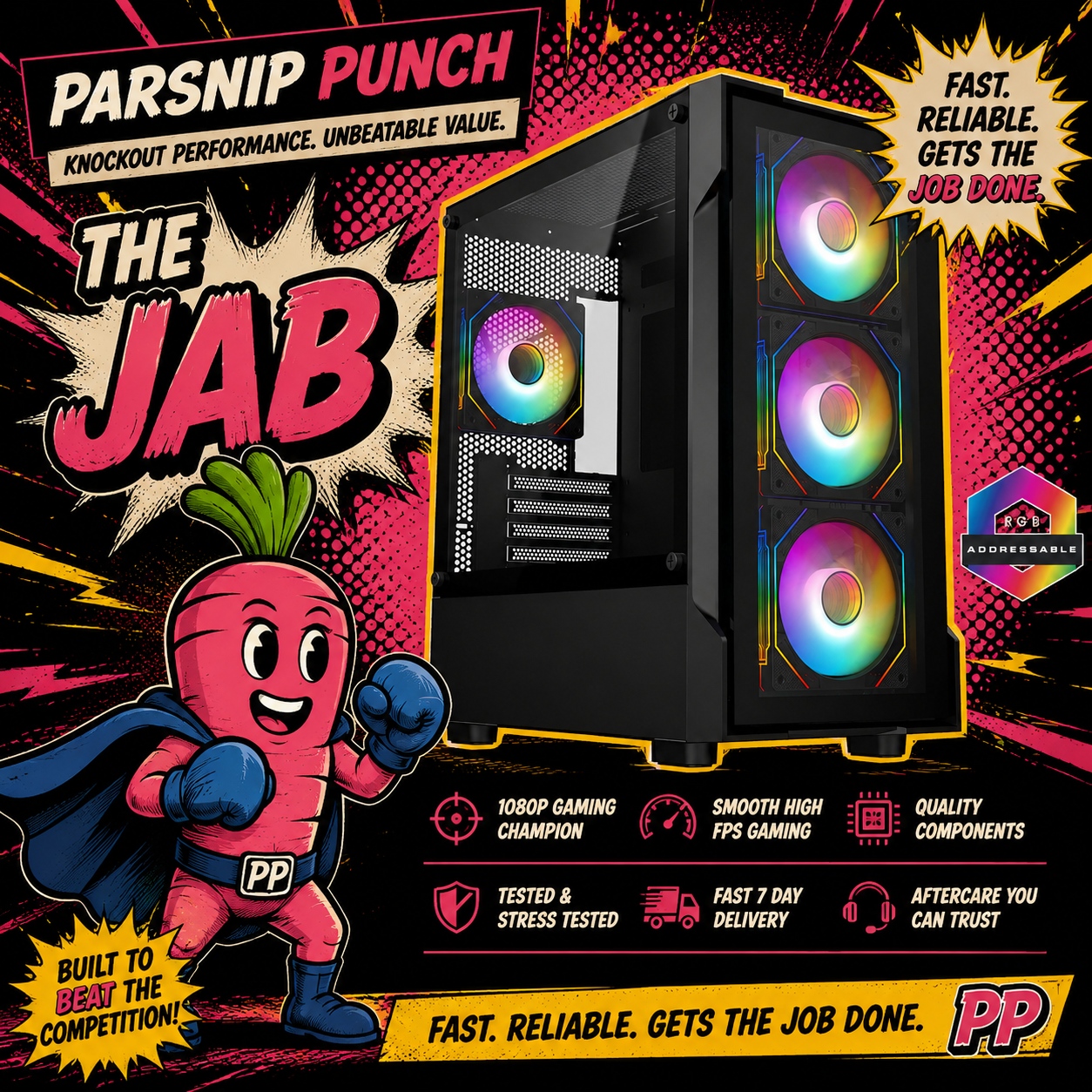 The Jab | RTX 5060 Gaming PC | Ryzen 5 5500 | 16GB RAM | 500GB NVMe | Windows 11