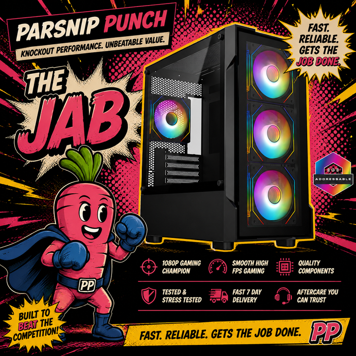 The Jab | RTX 5060 Gaming PC | Ryzen 5 5500 | 16GB RAM | 500GB NVMe | Windows 11