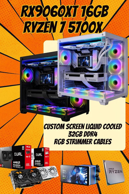 The Jerry | Ryzen 7 5700X | RX 9060 XT 16GB | 32GB RAM | 1TB Gen4 NVMe | LCD AIO Gaming PC