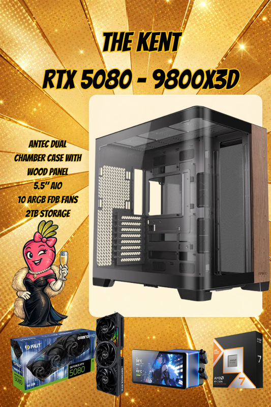 THE KENT – RTX 5080 16GB Gaming PC | Ryzen 7 9800X3D | 32GB DDR5 | 2TB Gen5 SSD | Wood Edition | Streaming Ready