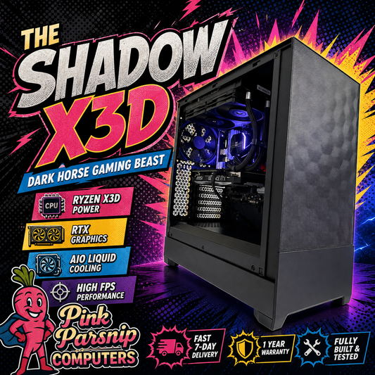 THE SHADOW X3D ⚡ Ryzen 7 9800X3D Gaming PC | RX 9070 XT 16GB | 32GB DDR5 | 1TB Gen4 NVMe | WiFi | Windows 11 | 1440p Gaming | Streaming Ready