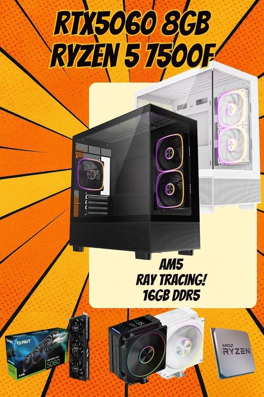 The Solar 5060 AM5 Gaming PC | Ryzen 5 7500F | RTX 5060 8GB | 16GB DDR5 | 1TB NVMe | Fortnite & GTA