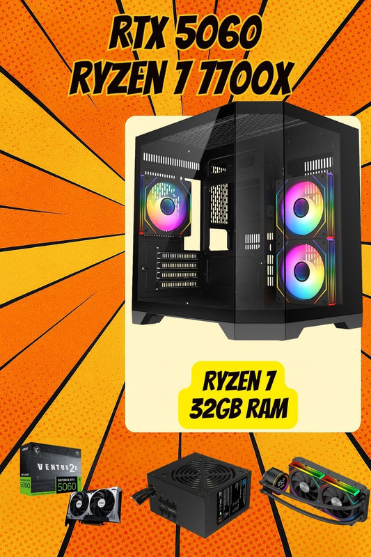 The StreamForge R7 | Ryzen 7 7700X | RTX 5060 8GB | 32GB DDR5 | 1TB NVMe | Streaming & Editing PC