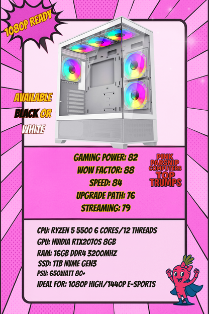 THE THEO — R5 5500 • RTX 2070 Super White • 16GB • 1TB NVMe • ARGB White Gaming PC