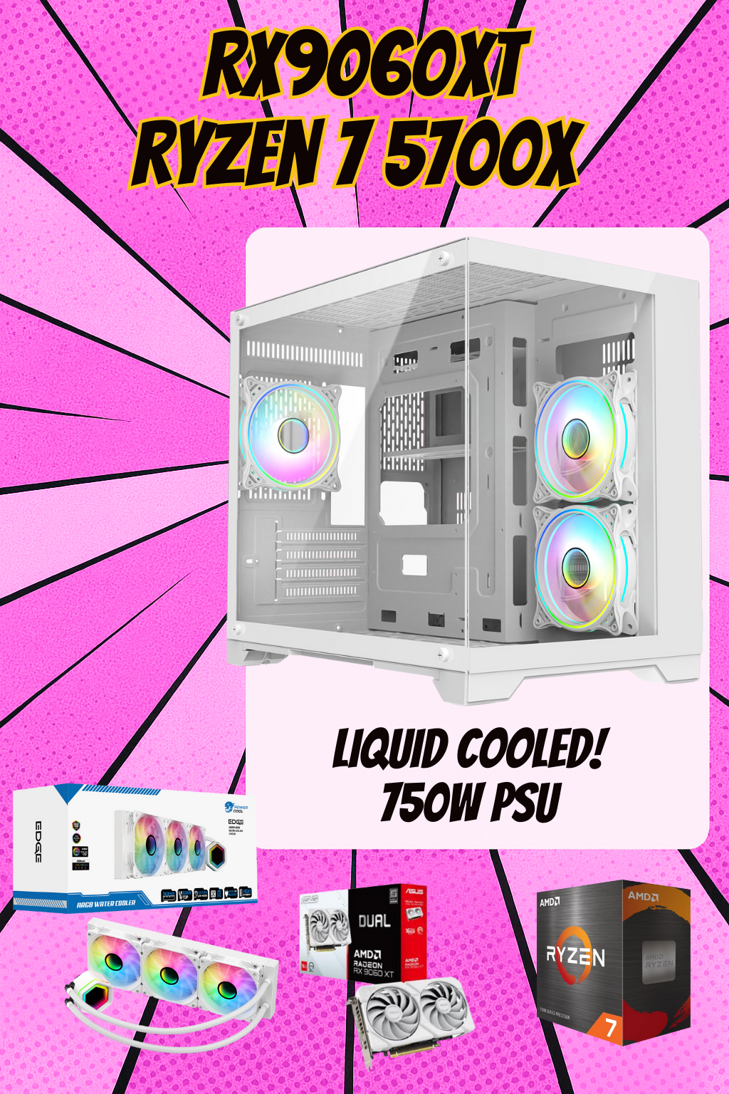 The Vision – Ryzen 7 / RX 9060 XT 16GB White Gaming PC