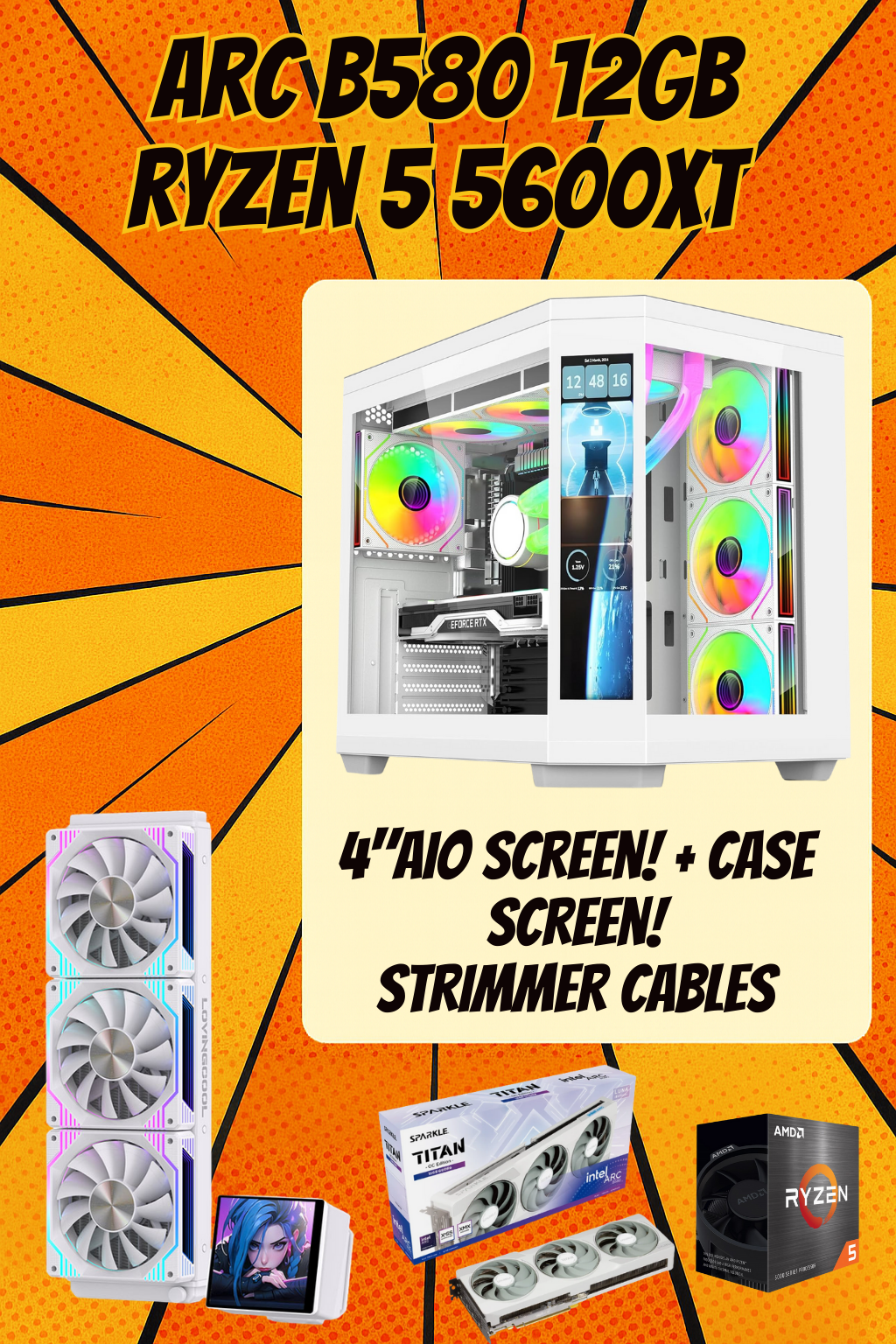 The Vision – Ryzen 5 5600X | Intel Arc B580 12GB | 16GB RAM | 1TB NVMe | White 1440p Gaming PC