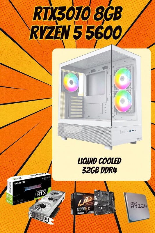 The Whiteout 3070 Ryzen 5 5600 RTX 3070 8GB 32GB RAM 1TB SSD White RGB Gaming PC