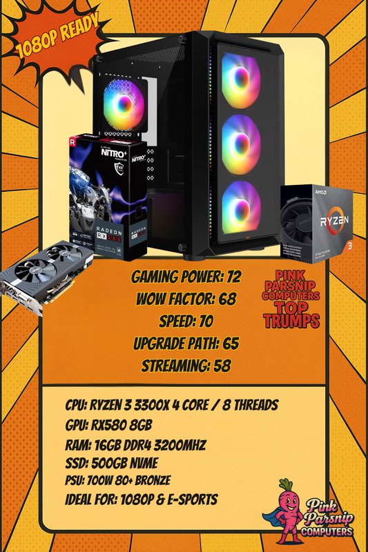 THE GOOSE — Ryzen 3 3300X | RX 580 8GB | 16GB RAM | 500GB NVMe | Windows 11