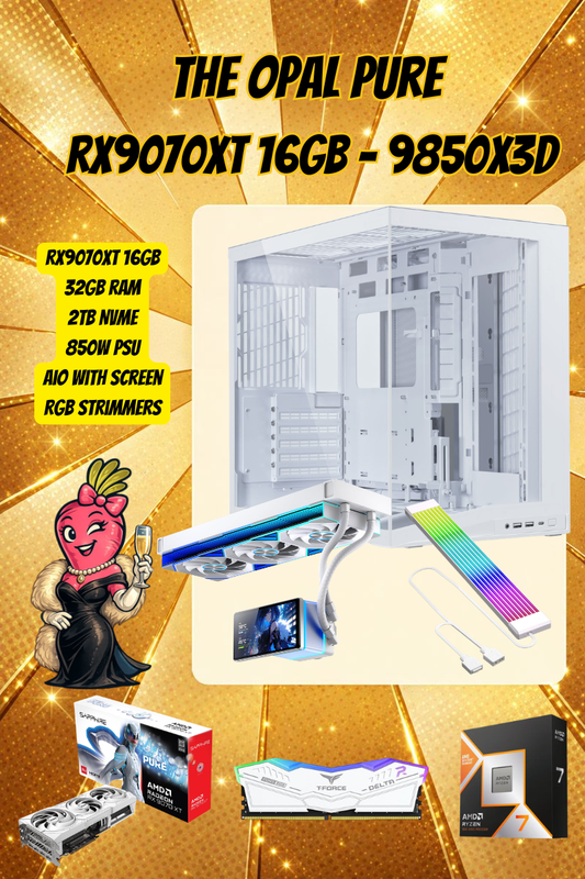 The Opal Pure | Ryzen 7 9850X3D | RX 9070 XT 16GB | 32GB DDR5 | 2TB Gen5 NVMe | White LCD Showcase Gaming PC