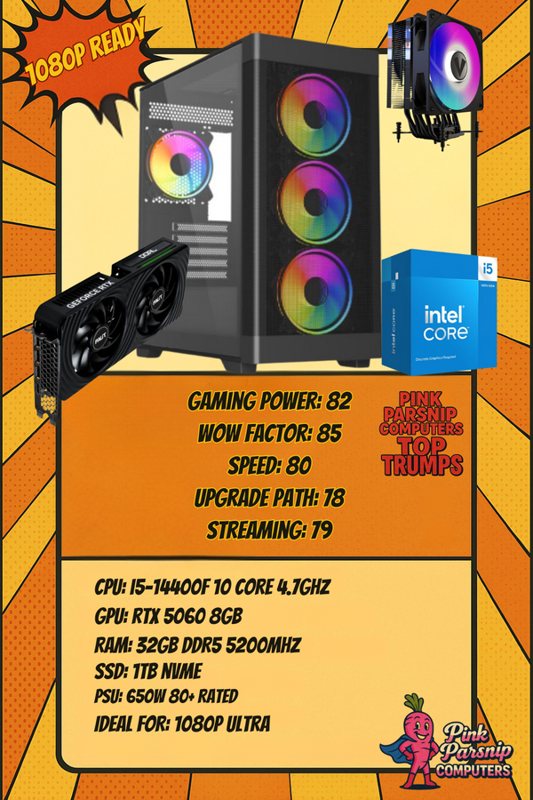 Zephyr 809 – Strike Beyond Infinity | i5-14400F | RTX 5060 | 32GB DDR5 | 1TB NVMe | ARGB Gaming PC