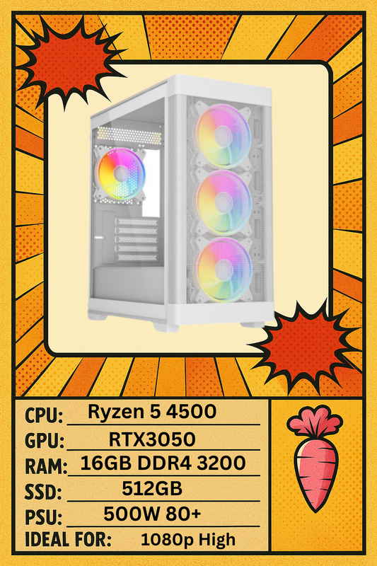 Zephyr Gaming PC – Your Perfect Entry into PC Gaming! Ryzen 5 and RTX3050 (White)