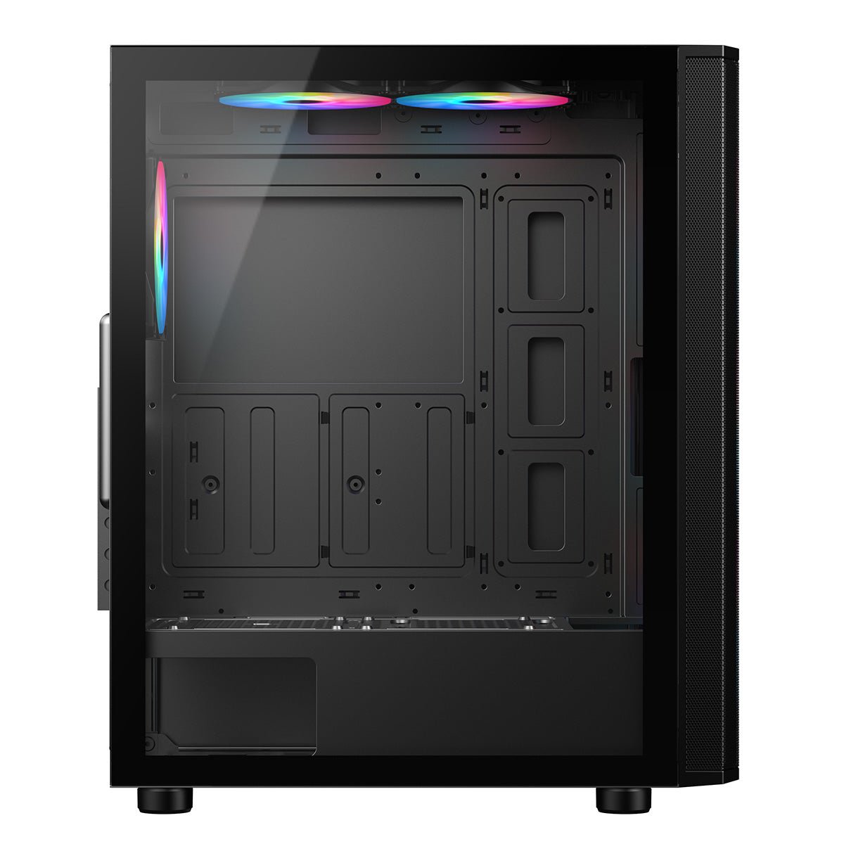 Air Max Airflow Black ATX Gaming Case with Mesh Front and Tempered Glass Side Panel with 6 x ARGB Fans and 6-Port Hub
