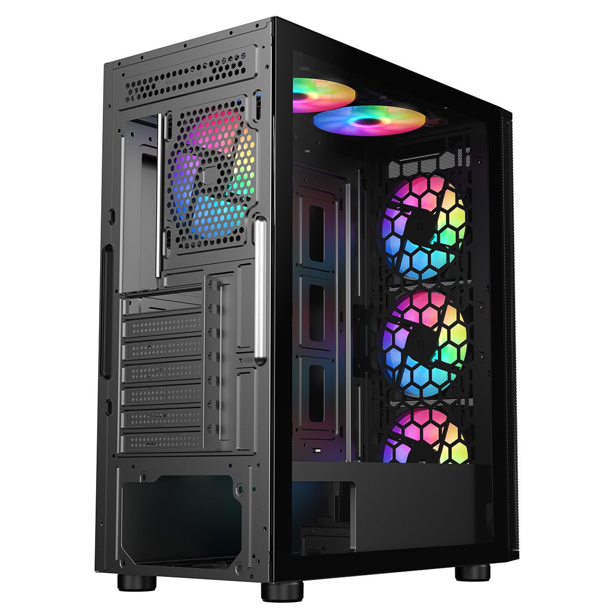 Air Max Airflow Black ATX Gaming Case with Mesh Front and Tempered Glass Side Panel with 6 x ARGB Fans and 6-Port Hub