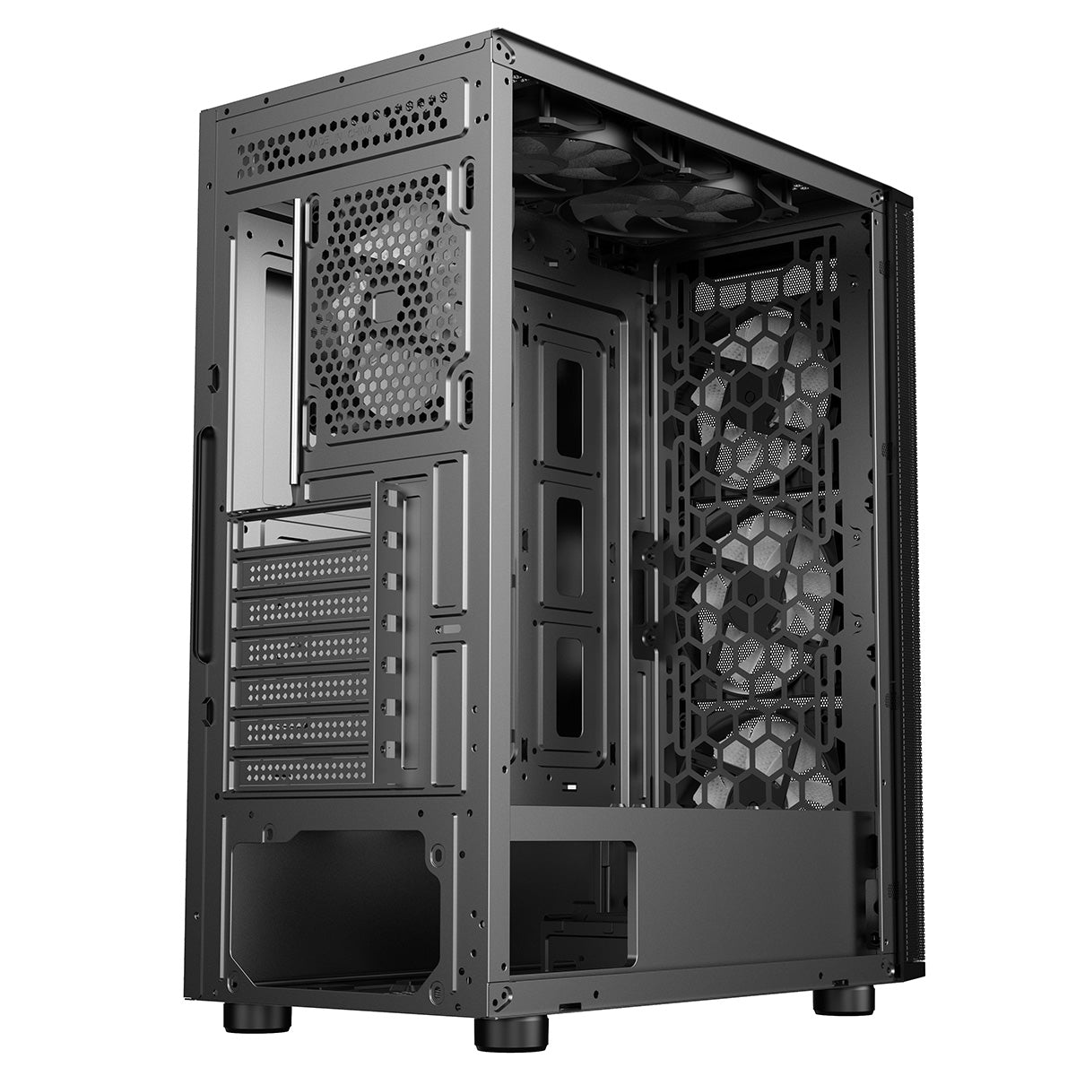 Air Max Airflow Black ATX Gaming Case with Mesh Front and Tempered Glass Side Panel with 6 x ARGB Fans and 6-Port Hub