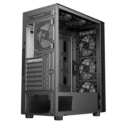 Air Max Airflow Black ATX Gaming Case with Mesh Front and Tempered Glass Side Panel with 6 x ARGB Fans and 6-Port Hub