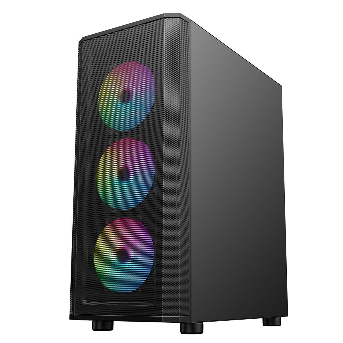 Air Max Airflow Black ATX Gaming Case with Mesh Front and Tempered Glass Side Panel with 6 x ARGB Fans and 6-Port Hub