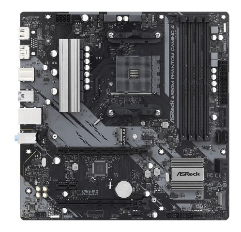 Asrock A520M PHANTOM GAMING 4, AMD A520, AM4, Micro ATX, 4 DDR4, HDMI, DP, 2x M.2 - Pink Parsnip Computers