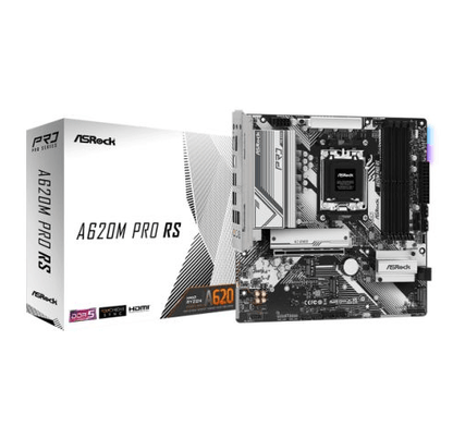 Asrock A620M PRO RS, AMD A620, AM5, Micro ATX, 4 DDR5, HDMI, DP, GB LAN, PCIe4, RGB, 3x M.2 - Pink Parsnip Computers