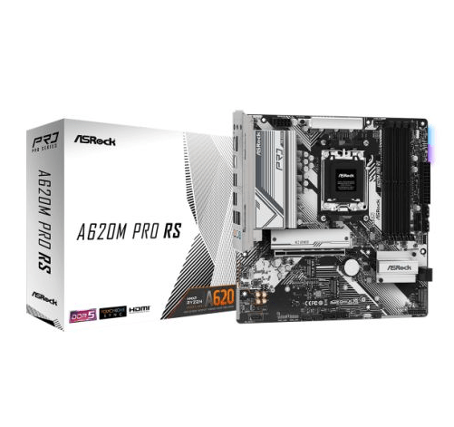 Asrock A620M PRO RS, AMD A620, AM5, Micro ATX, 4 DDR5, HDMI, DP, GB LAN, PCIe4, RGB, 3x M.2 - Pink Parsnip Computers