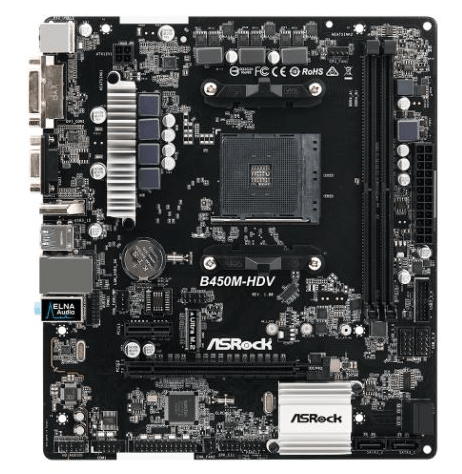 Asrock B450M - HDV R.40, AMD B450, AM4, Micro ATX, 2 DDR4, VGA, DVI, HDMI, M.2 - Pink Parsnip Computers