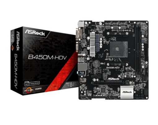 Asrock B450M - HDV R.40, AMD B450, AM4, Micro ATX, 2 DDR4, VGA, DVI, HDMI, M.2 - Pink Parsnip Computers
