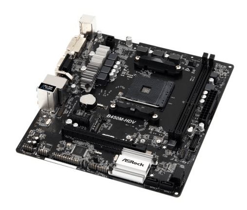 Asrock B450M - HDV R.40, AMD B450, AM4, Micro ATX, 2 DDR4, VGA, DVI, HDMI, M.2 - Pink Parsnip Computers