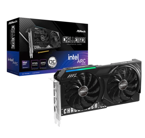 Asrock Intel Arc B570 Challenger 10GB OC, 10GB DDR6, HDMI, 3 DP, 2600MHz Clock, LED Indicator, Overclocked - Pink Parsnip Computers