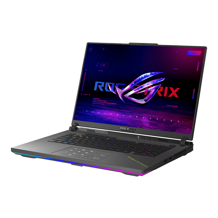 ASUS ROG Strix G16 G614PW-RV181W gaming laptop, 2025 G614 chassis, angled view from ASUS