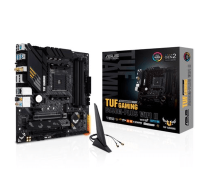 Asus TUF GAMING B550M - PLUS WIFI II, AMD B550, AM4, Micro ATX, 4 DDR4, HDMI, DP, AX Wi - Fi, 2.5GB LAN, PCIe4, RGB, 2x M.2 - Pink Parsnip Computers