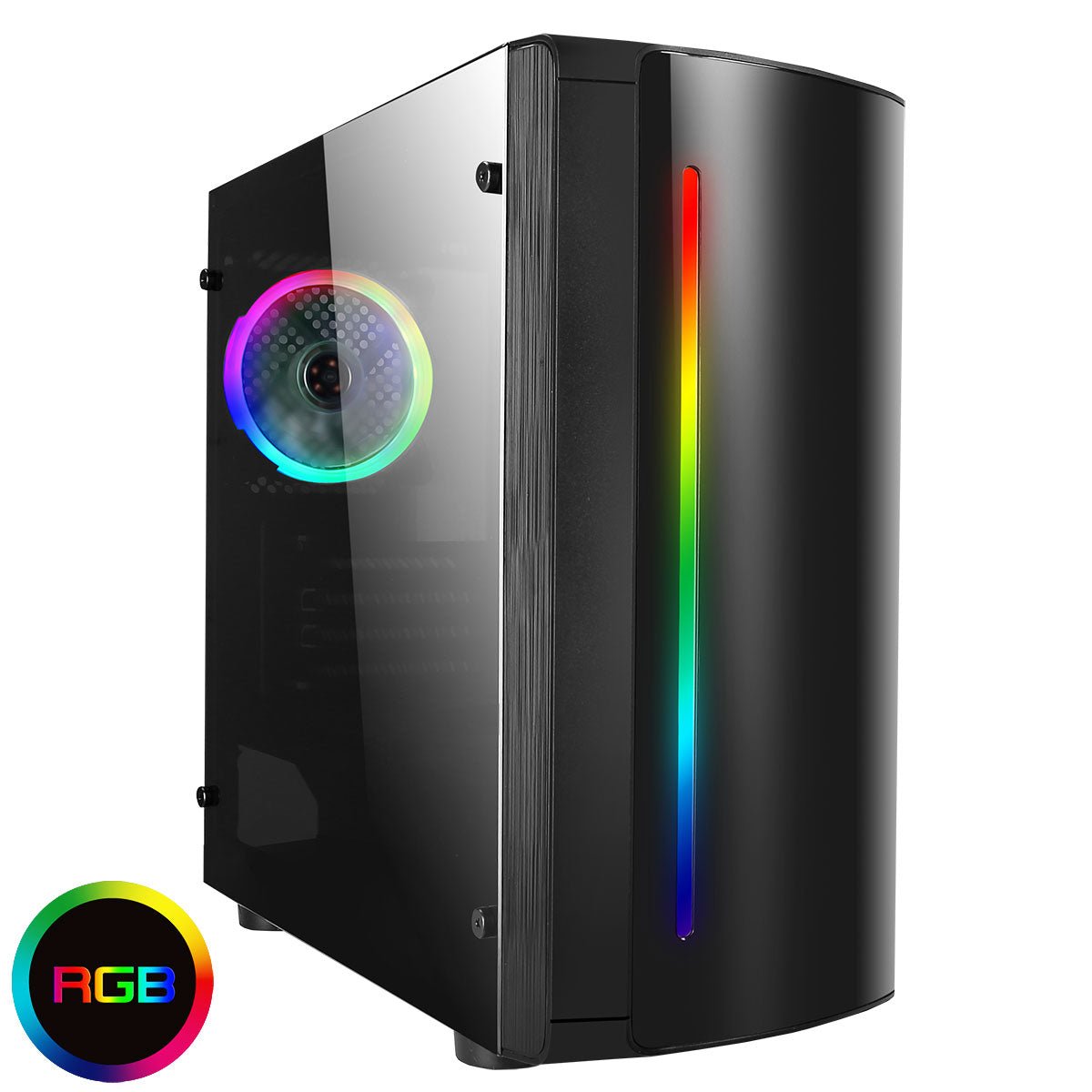 Beam MATX Gaming Case Rainbow RGB Strip 1 x Rainbow RGB fan Acrylic Side - Pink Parsnip Computers