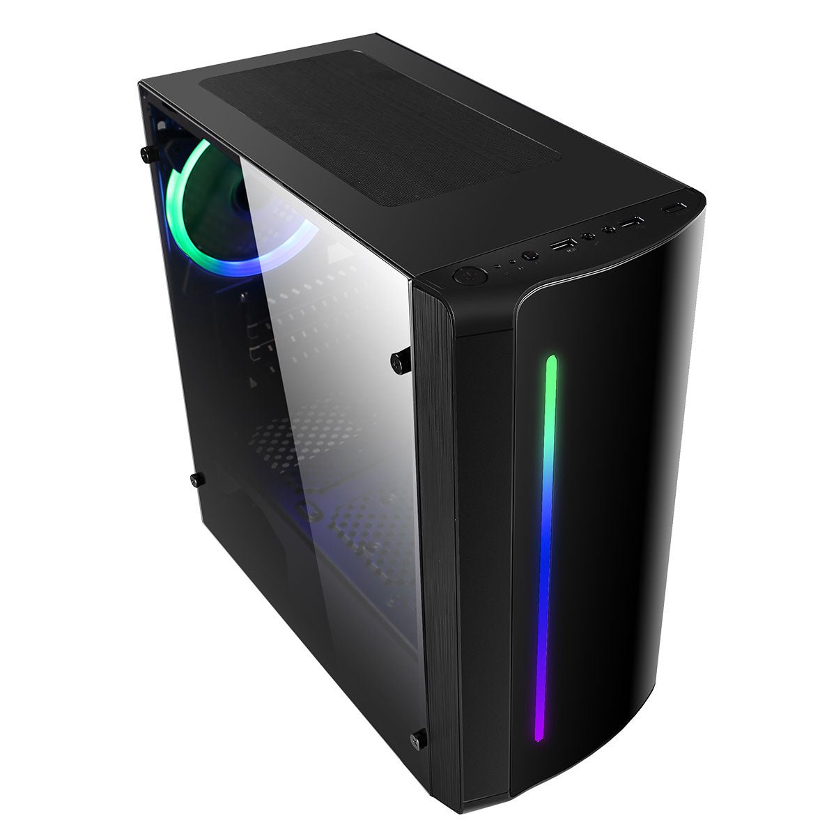 Beam MATX Gaming Case Rainbow RGB Strip 1 x Rainbow RGB fan Acrylic Side - Pink Parsnip Computers