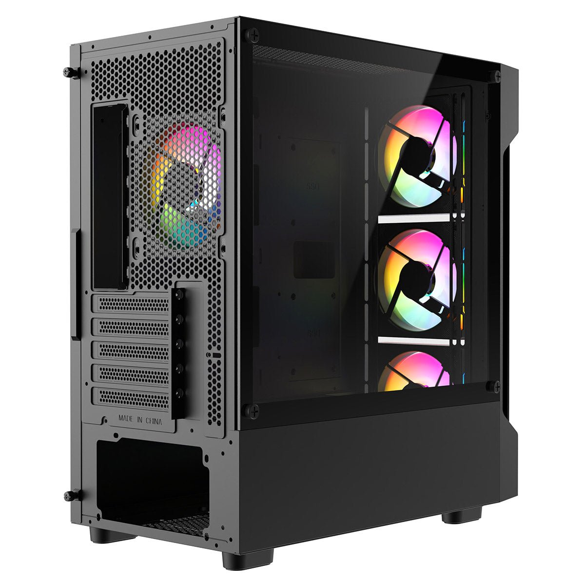 Bolt Black Micro-ATX Gaming Case With 4 x 120mm ARGB Infinity Fans and Tempered Glass Panels With 30 Percent Tint