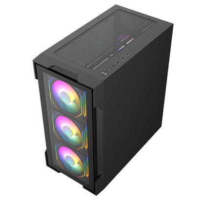 Bolt Black Micro-ATX Gaming Case With 4 x 120mm ARGB Infinity Fans and Tempered Glass Panels With 30 Percent Tint