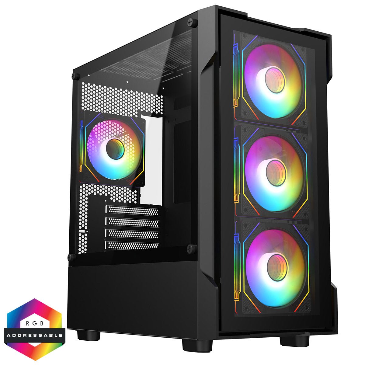 Bolt Black Micro-ATX Gaming Case With 4 x 120mm ARGB Infinity Fans and Tempered Glass Panels With 30 Percent Tint