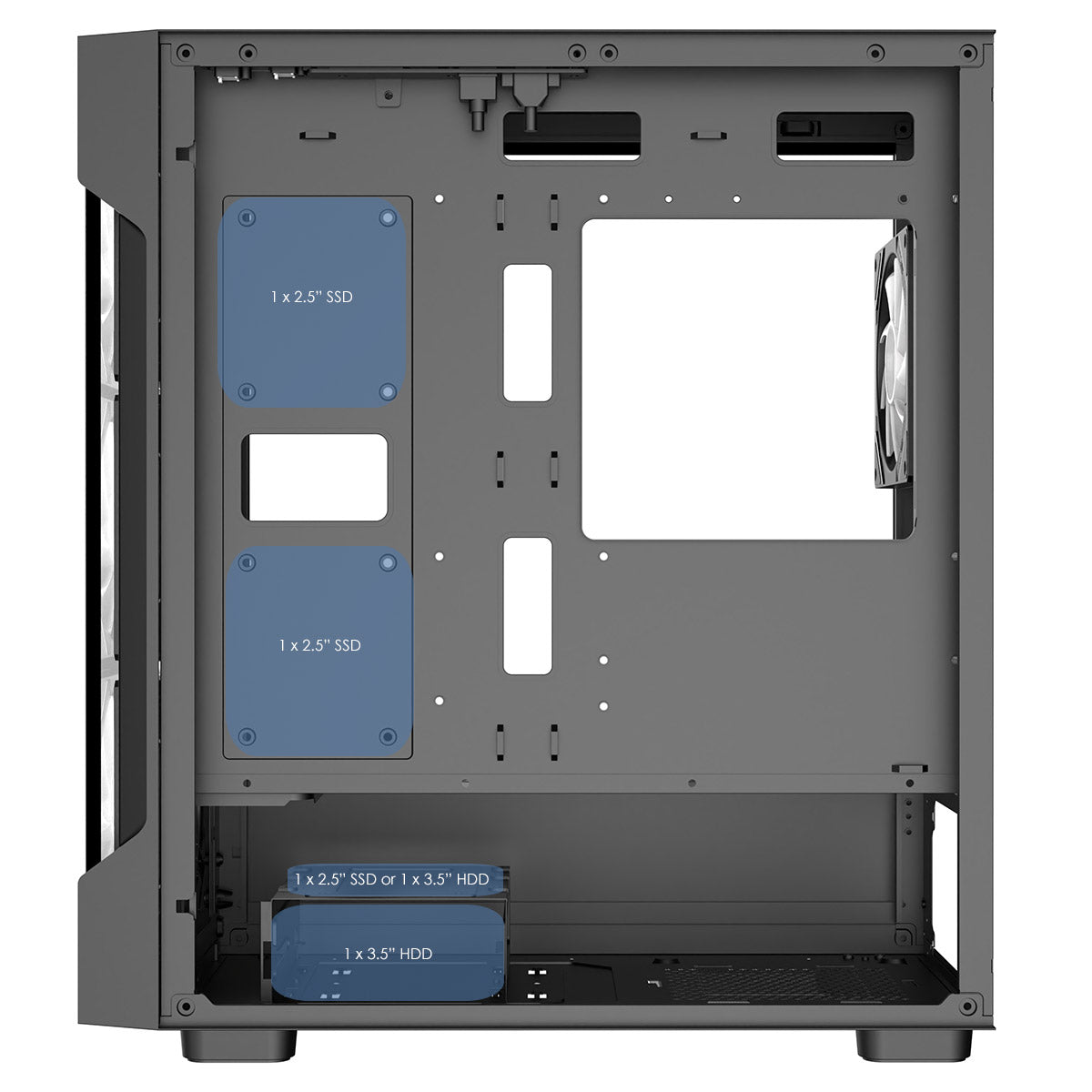 Bolt Black Micro-ATX Gaming Case With 4 x 120mm ARGB Infinity Fans and Tempered Glass Panels With 30 Percent Tint
